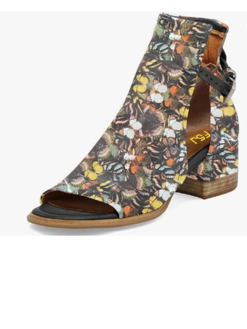 FSJ Butterfly Print Peep Open Toe Sandals Boot Cut Out Buckle Ankle Bootie